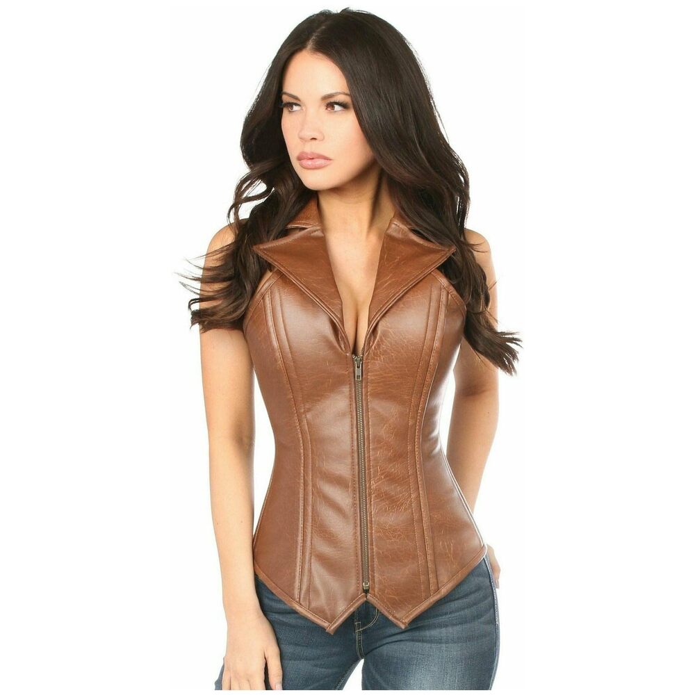 1807 Top Drawer Faux Leather Steel Boned Corset XLarge
